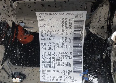 2025 Nissan Frontier Sv 4X2 from USA, damaged, VIN 1N6ED1EJ9SN655326